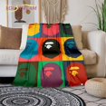 thumbnail image 1 of Fashion Bape Flannel Throw blanket Children and adults Gift Fluffy Fleece blanket for Bedroom Bed Sofa Travel Camping Washable, 1 of 4