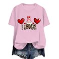 thumbnail image 6 of larppty Valentines Day Cute Love Heart Gnome Leopard Women Girls T-Shirt Fashion Clothes (Pink, XL), 6 of 6