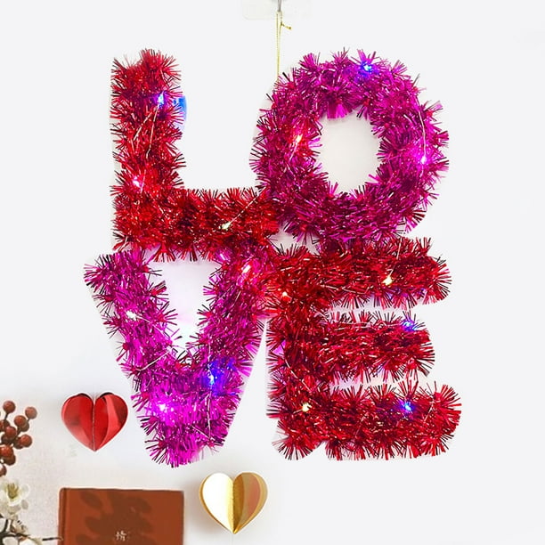 Xihbxyly Guirnalda de Luces Led para Puerta de San Valentín, Diseño de Corazón Rojo, Fácil de Colgar, Decoración para Interiores y Exteriores, Regalo Romántico, Decoración Festiva, Tamaño 30 X 30 X 5