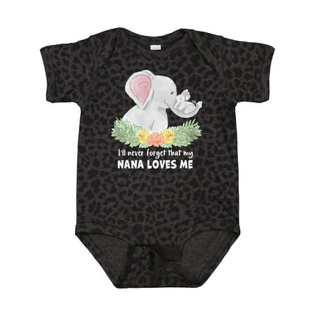 

Inktastic I ll Never Forget That My Nana Loves Me with Cute Elephants Gift Baby Boy or Baby Girl Bodysuit