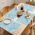 thumbnail image 5 of Teal Blue Palm Tree Placemats Set of 4 Summer Tropical Plants Leaves Vintage Flowers Place Mats Indoor Wipeable Table Mats Washable Cloth Dining Table Placemats for Kitchen Holiday Decor 13x19 Inch, 5 of 9