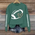 thumbnail image 4 of Football Game Day Sweatshirt for Women Trendy FootBall Heart Graphic Print Pullover Shirt Fall Casual Crew Neck Long Sleeve Mom Shirts Women Soft Loose Sweatshirt Daily Wear, Blackish Green L, 4 of 7