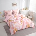 thumbnail image 3 of Homewish Fashion Art Abstract Bedding Comforter Set 7 Pieces for Adult, Dreamy Pink Mabrle Full Bedding Set, Watercolor Reversible Fitted Sheet Flat Sheet, Microfiber Bedroom Decor, 3 of 7