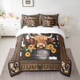 thumbnail image 2 of Homewish Teens Farmhouse Highland Cow Bedding Comforter Set 7-Piece,Cattle Print King Bedding Sets,Western Horseshoe Sunflower Ultra Soft Bed Sheets,Breathable Home Decor,Reversible, 2 of 8