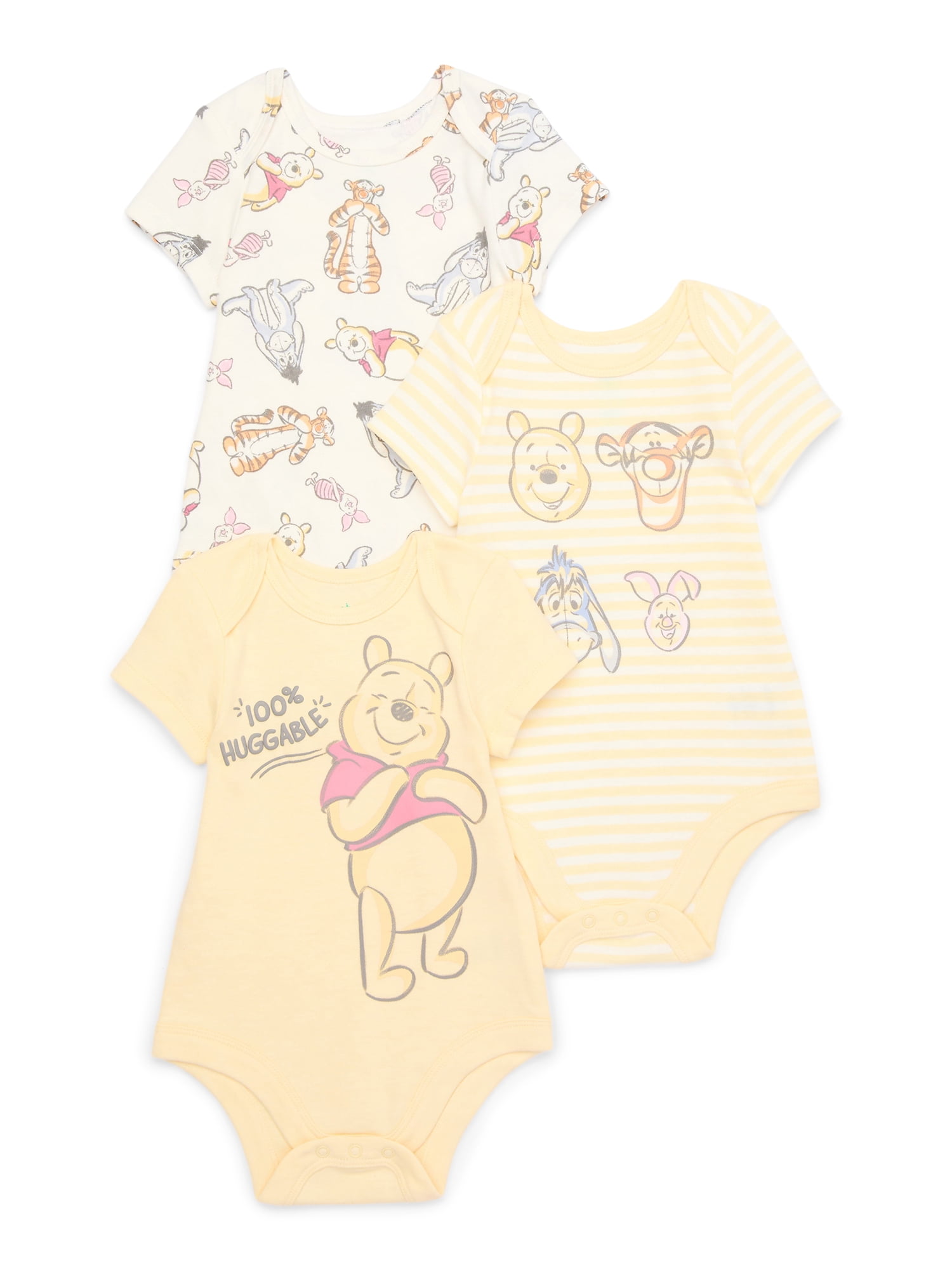 Disney Baby Wishes + Dreams Character Infant Baby Short Sleeve Bodysuits, 3-Pack, Sizes Newborn-12 Months