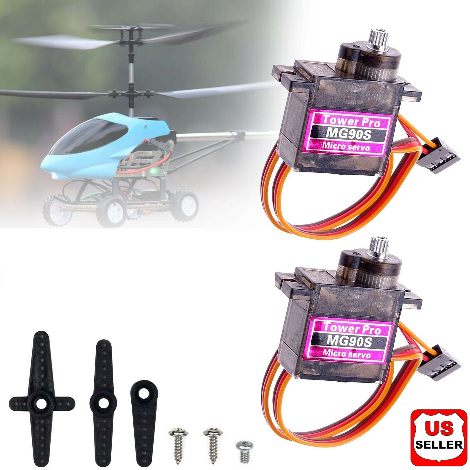 180° ZHITING 3pcs MG90S Metal Geared Micro 9G Servo Motor for RC Robot Car Helicopter Airplane