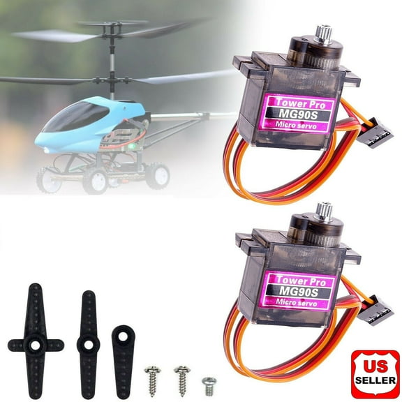2Pcs Updated MG90S Servo Motor, LINKPAL MG90S Metal Geared RC Micro Servo Motor 9G Compatible for RC Model Helicopter Airplane Remote Control