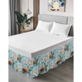 thumbnail image 4 of Coastal Sea Turtle Bed Skirt King Size 18" Drop Beach Ocean White Floral Starfish Ruffled Wrap Around Bed Skirts Adjustable Elastic Bedskirt Dust Ruffle for King Size Bed, 4 of 7