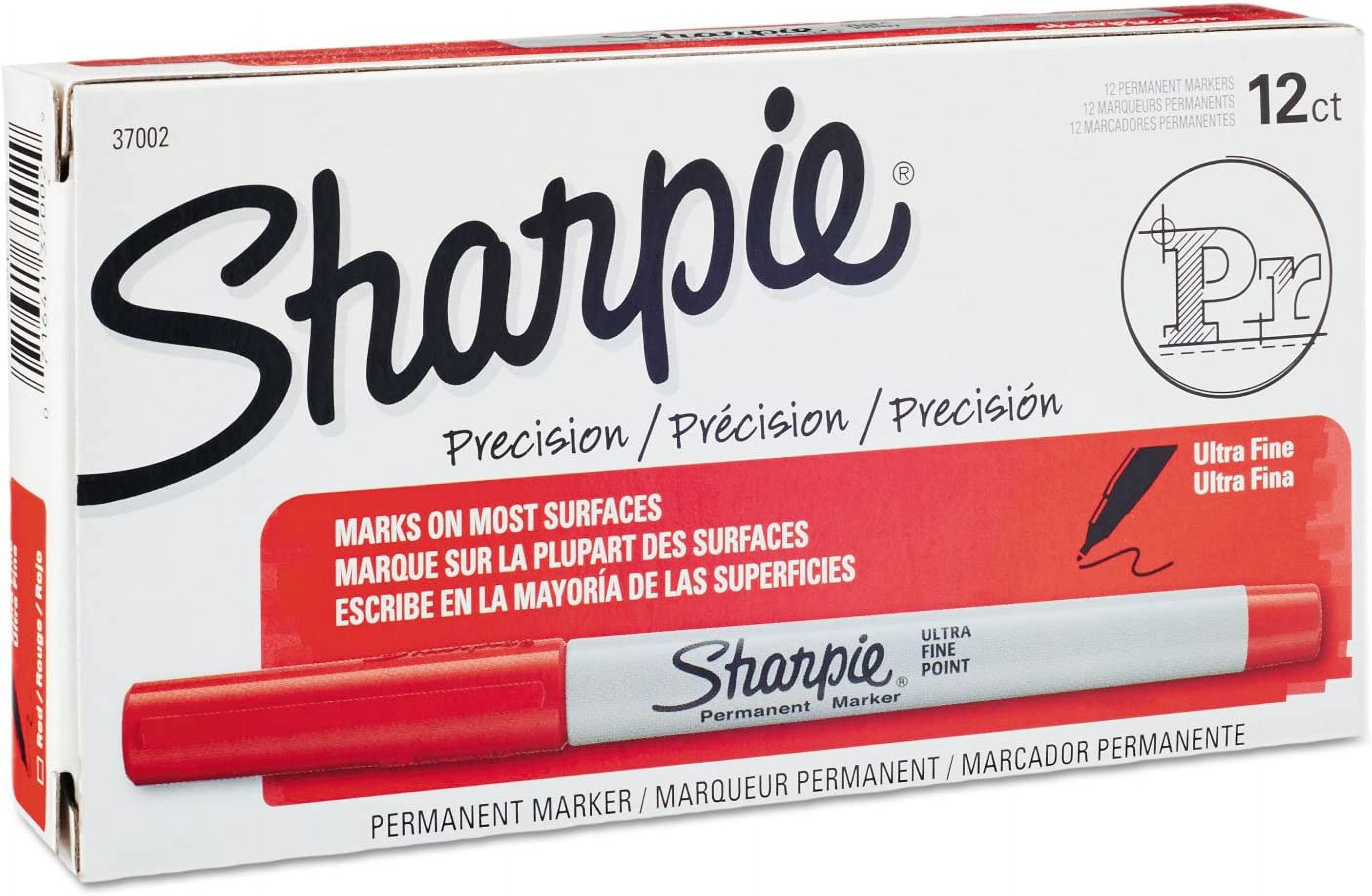 37002 Permanent Markers Ultra Fine Point Red Dozen