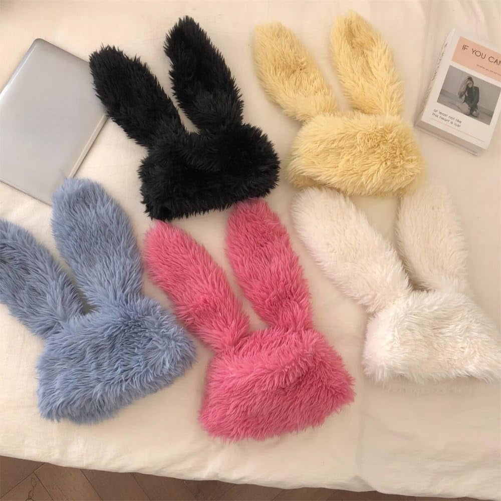 Fuzzy Bunny Hat for Women Cute Plush Beanie with Bunny Ears  display picture 1