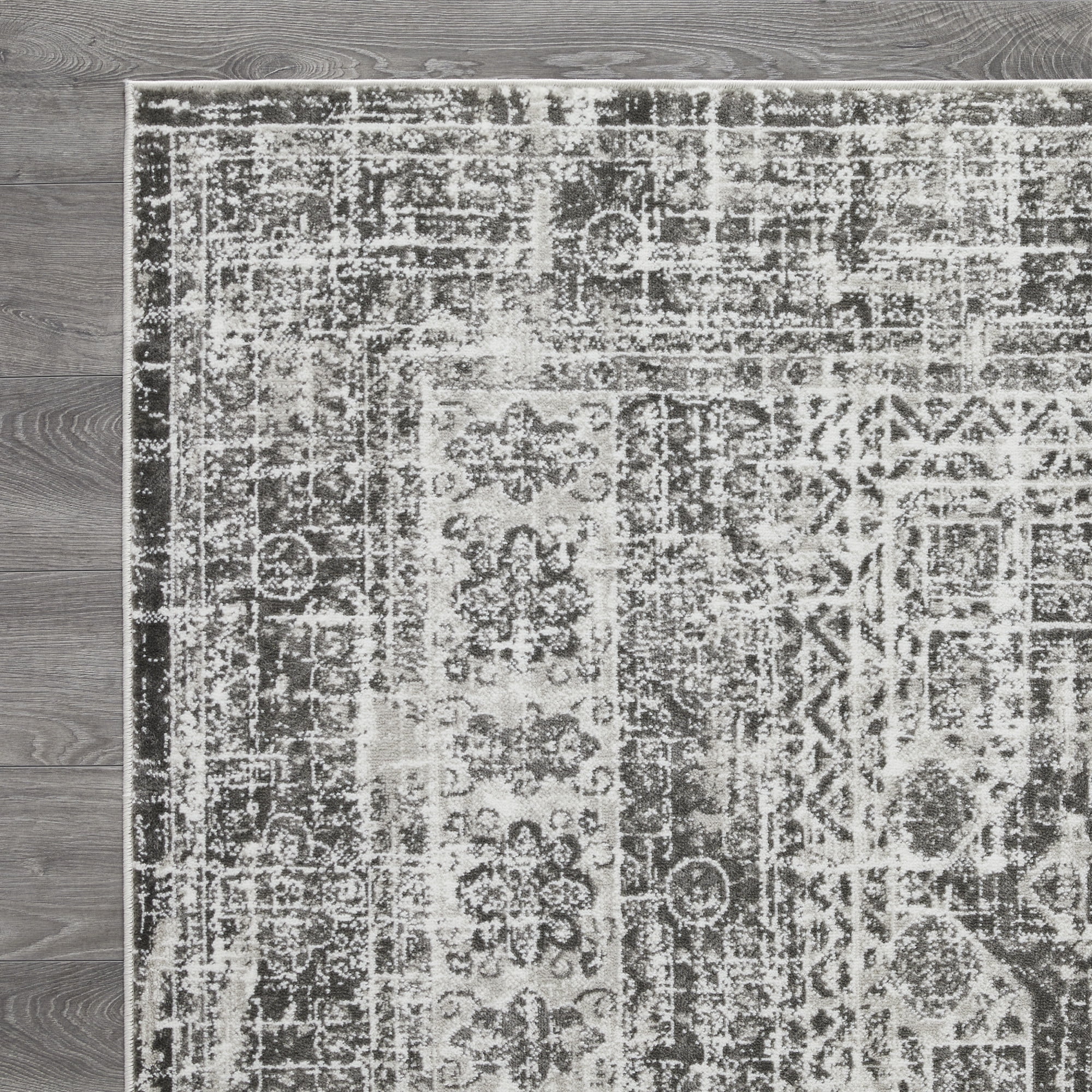 Loomaknoti Rhane Aberd 2' x 7' Gray Oriental Indoor Polypropylene runner rug