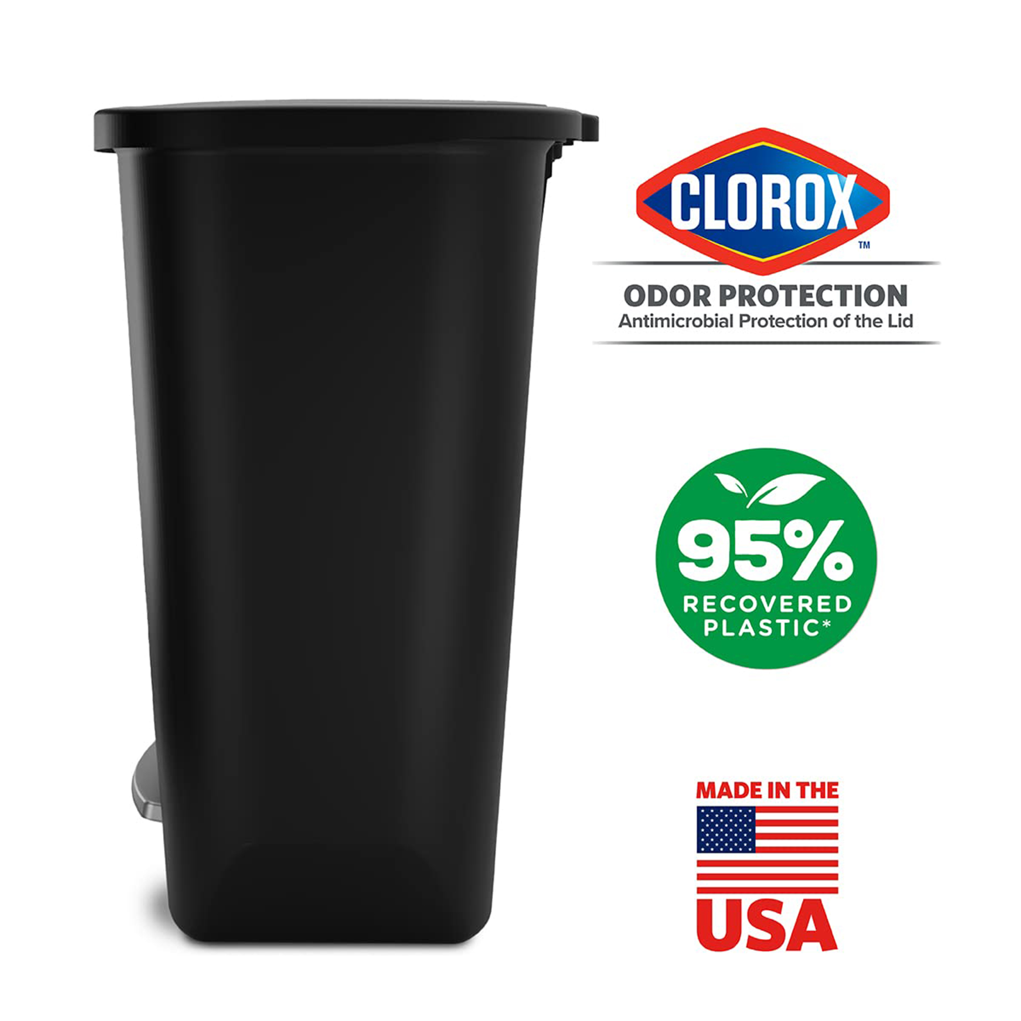 Open Box Glad Kitchen Trash Can with Lid, Foot Pedal and Garbage Bag Rings