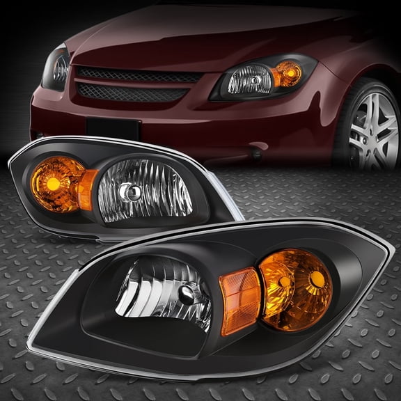 NUVISION for 05-10 Chevy Cobalt Pontiac G5 Black Housing Amber Corner Headlight Headlamp