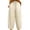 Beige, variant on Women's Fringed Elastic Waist Curved Style Rolled Up Pants Loose Fit Fashion Casual With Pockets Daily Summer Breathable Trousers