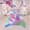 thumbnail image 2 of Erosebridal Initial M Letter Bedding Queen Comforter Set, Floral Unicorn Down Comforter, Raibow Print Reversible Comforter Sets Queen Size, Ultra Soft Room Decorative, 3 Pieces, 2 of 8