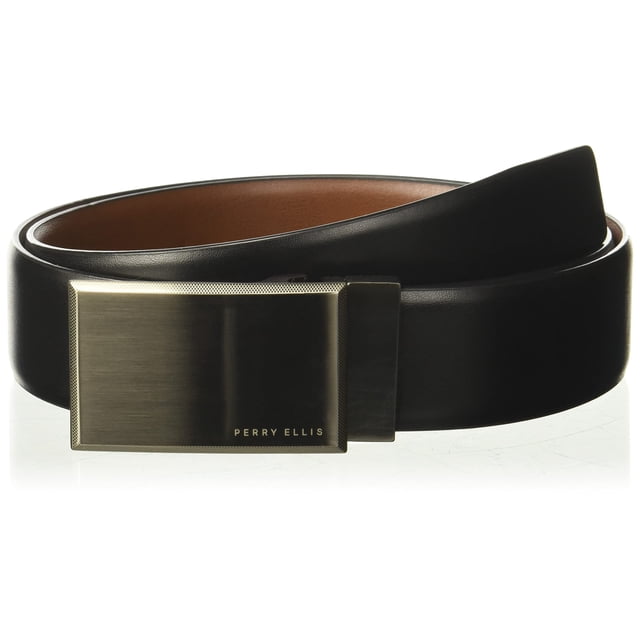 Cinturón Perry Ellis Portfolio con placa reversible de piel
