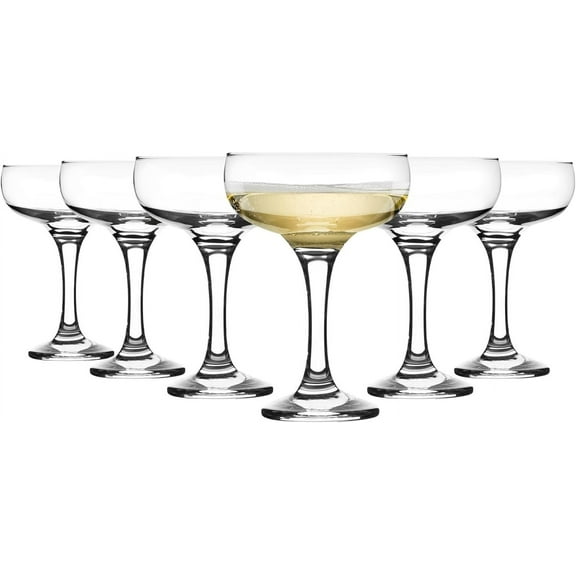 LAV Small Champagne Coupe Cocktail Glasses Set of 6 - Margarita, Martini, Wine Vintage Glassware - 7.9 oz - Elegant, Classy Birthday, Bachelorette Party Gift for Bride, Champagne Tower, Home, Bar