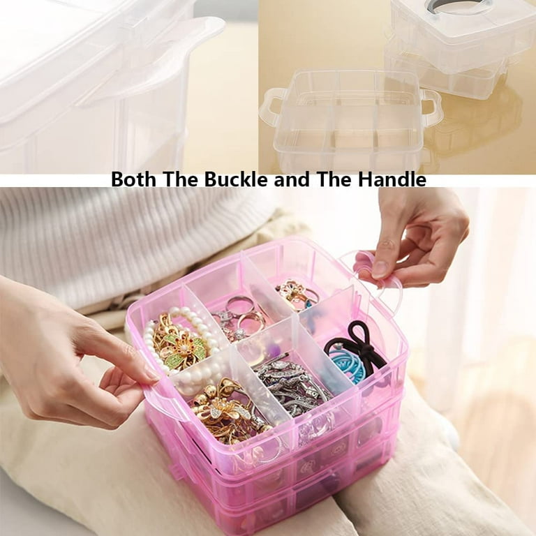Bins & Things Stackable Storage Container with 18 Adjustable Compartments -  Clear - Sewing Box & Craft Storage /