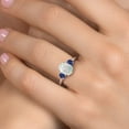 thumbnail image 4 of Gem Stone King 925 Sterling Silver Simulated White Opal and Blue Created Sapphire Engagement Ring for Women | 1.50 Cttw | Oval Cabochon 9X7MM | Gemstone October Birthstone | Size 9, 4 of 6