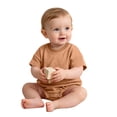 thumbnail image 4 of biudgviw Baby Boy Girl Onesie Romper Infant Plain Oversize T-Shirt Casual Round Neck Short Sleeve Bodysuit Cotton Summer Clothes(Coffee,6-9 Months), 4 of 6