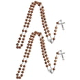 thumbnail image 2 of Religious Occasions Rosary Necklace Featuring Amulet Pendant For Men And Women Light Brown Material 2Pcs, 2 of 3