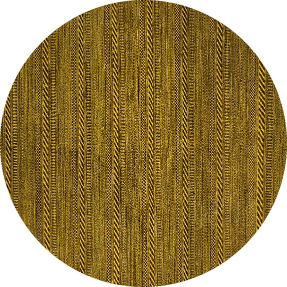 Ahgly Company Indoor Round Abstract Yellow Modern Area Rugs, 7' Round