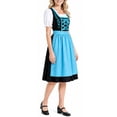thumbnail image 3 of QIYAGBSA Oktoberfest Dresses for Women Dirndl Floral Embroidery Lace Up Soft Midi Short Sleeve Fall Festival Halloween Party Weekend Night Events, 3 of 7
