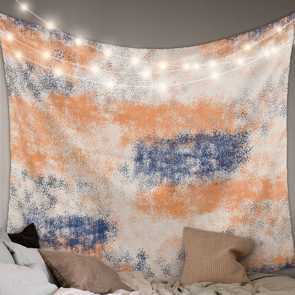 Orange Blue Tapestry for Bedroom Wall Hanging Tapestry, Minimalist Smear Abstract Art Painting Ceiling Backdrop Tapestries Poster Blanket Wall Decor for Teens Room Living Room Dorm 51" x 59"