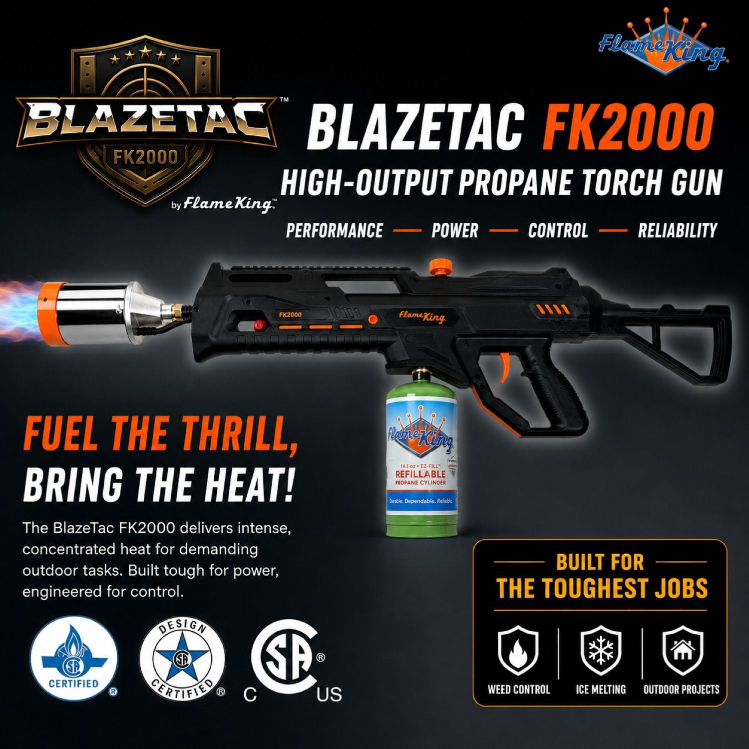 Flame King BlazeTac Propane Torch Gun Weed Burner with Trigger Ignition
