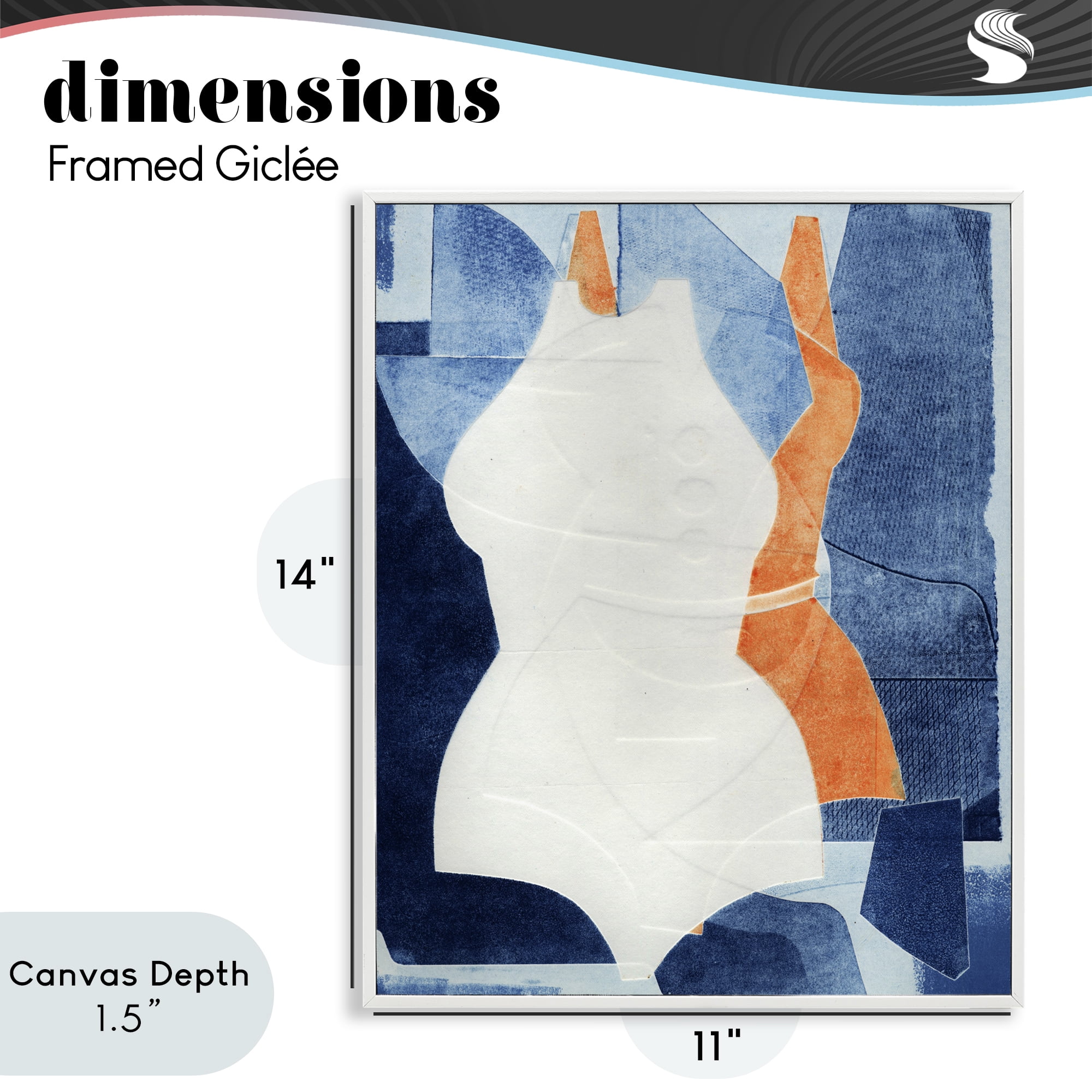 Stupell Industries Abstract Fashion Shapes Blue White Framed Giclee Art, design by Stacy Milrany