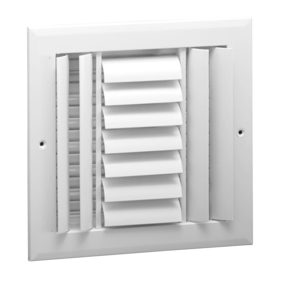 Hart & Cooley 12" x 6" Aluminum Curved Blade Register, Multi-Shutter Damper, 3-Way, White