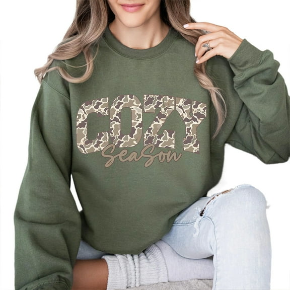 Camo Cozy Season Sweatshirt – Retro Fall Vibes Crewneck, Hunting Season Pullover, Autumn Gift for Hunting Lovers