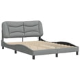 thumbnail image 2 of vidaXL Bed Frame with LED Lights Base Curved Platform Bedroom Furniture Fabric, 2 of 9