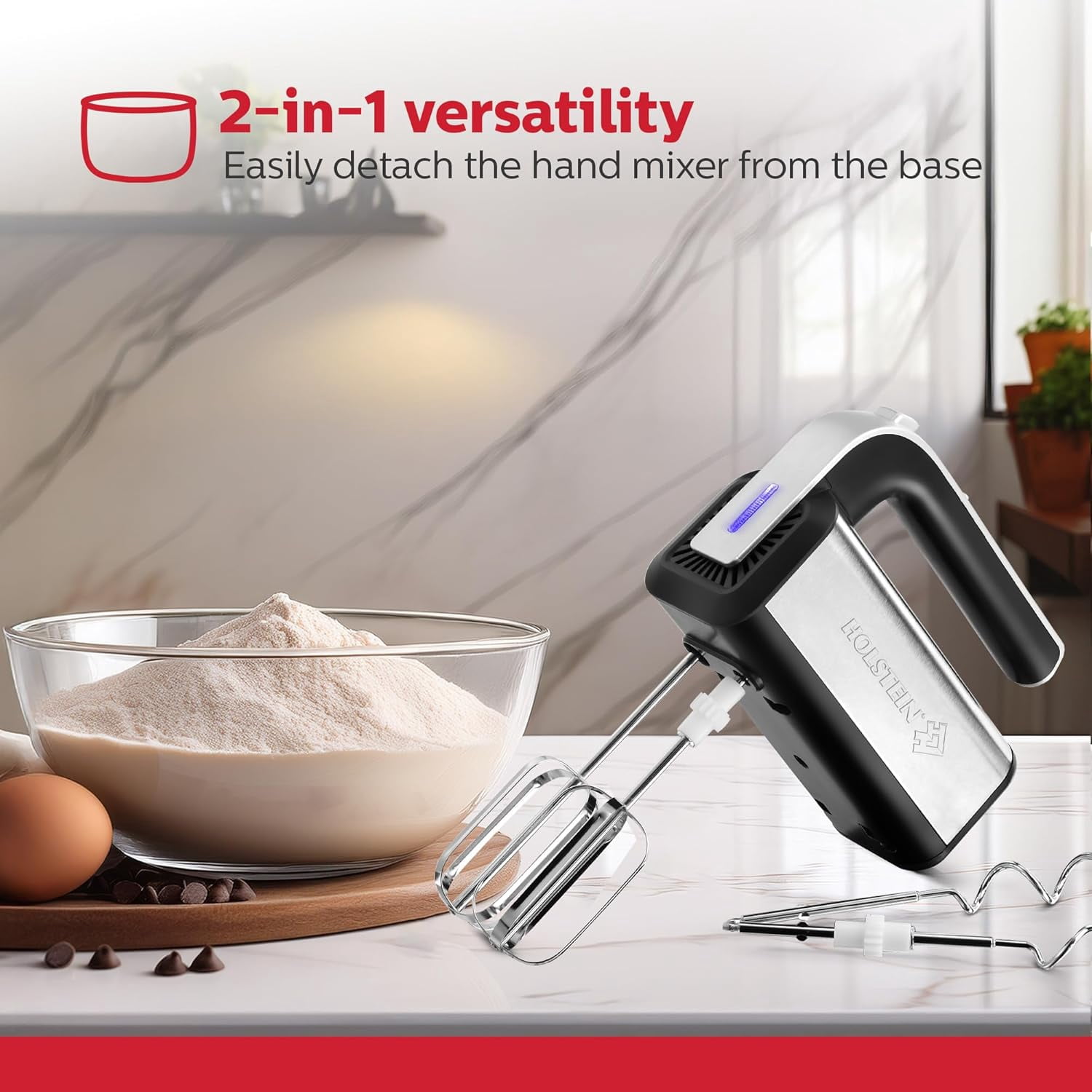 5-Speed Hand and Stand Mixer with LED Light for Baking Whipping