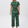 thumbnail image 4 of Jamicy Pyjama de Mode pour Femmes, Haut à Manches Courtes Imprimé avec Cordon de Serrage, Ensemble de Pyjama pour Dames, Confortable, Col Rond, Tenue de Détente, 4 of 7