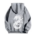 thumbnail image 4 of RUTAYY Men's Hoodie Long Sleeve Drawstring Front Pocket Dragon Graphic Back Print Pullover Sweatshirt Light Gray, 4 of 4