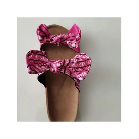 

Gomelly Ladies Sandals Slip On Slides Bow Slide Sandal Anti Skid Casual Shoes Womens Women s Slippers Purple Red 10