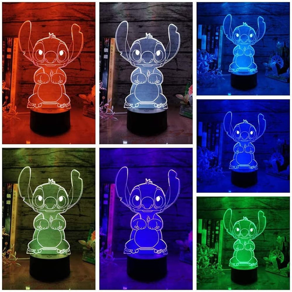 Stitch 3D Cute Night Light, Stitch Gifts for Kids,Stitch Toys Patterns & 16  Color Change with Remote Control Kids Room Decor, Anime Lamp Stich