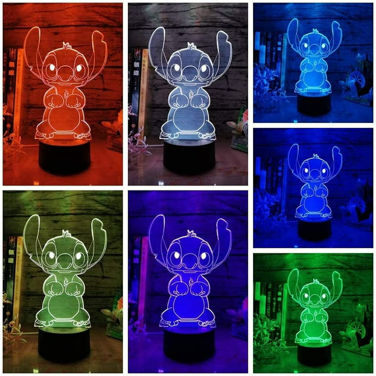 Cute Stitch Anime Characters 3D LED Optical Illusion Lamp Bedroom Decor  Remote Control Sleeping Lamp 7 Colors Visual Night Light Birthday Christmas  Gift for Toddlers 