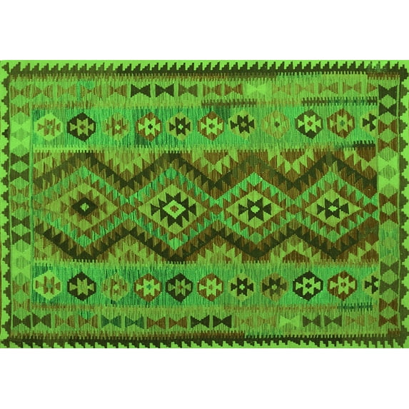 Ahgly Company Indoor Rectangle Oriental Green Traditional Area Rugs, 4' x 6'
