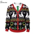 thumbnail image 4 of Sudadera con estampado de Navidad para hombre, chándal de dos piezas, ropa de calle falsa para pareja, otoño, 4 of 4