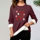 thumbnail image 1 of Heisall Womens Base Layer Shirts Autumn Winter Floral Print Round Neck Long Sleeve Thickened Fleece Teddy Shearling Warm Fitted Thermal Tops for Daily Cold Weather Wear, 1 of 3