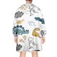 thumbnail image 2 of Wearable Oversized Blanket,Colorful Dinosaurs Eggs Leaves Pattern Wearable Blanket Hoodie for Adults,Cozy Hooded Blankets with Super Pockets,Super Warm Fuzzy Pullover for Women & Men, 2 of 6