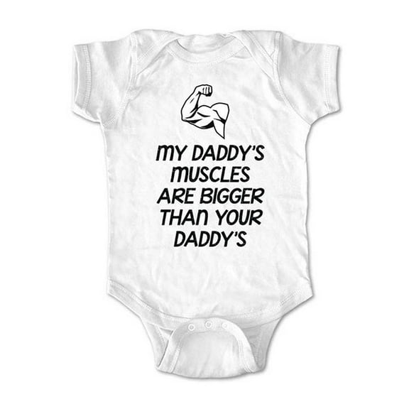 My daddy's muscle are bigger than your daddy's - wallsparks cute & funny Brand - baby one piece bodysuit - Great baby shower gift!