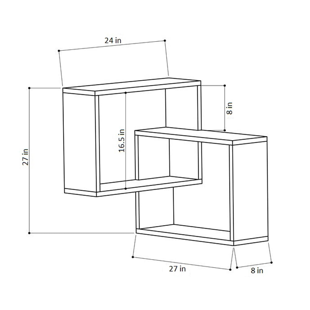 Ada Home Decor Furniture 23.5" 3 Tier Oak Warner Modern Wall Shelf