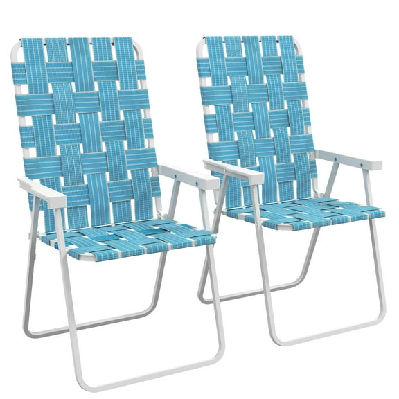 Set of 2 Patio Folding Chairs, Classic Outdoor Chairs for Camping, Garden, Pool & Beach with Armrests