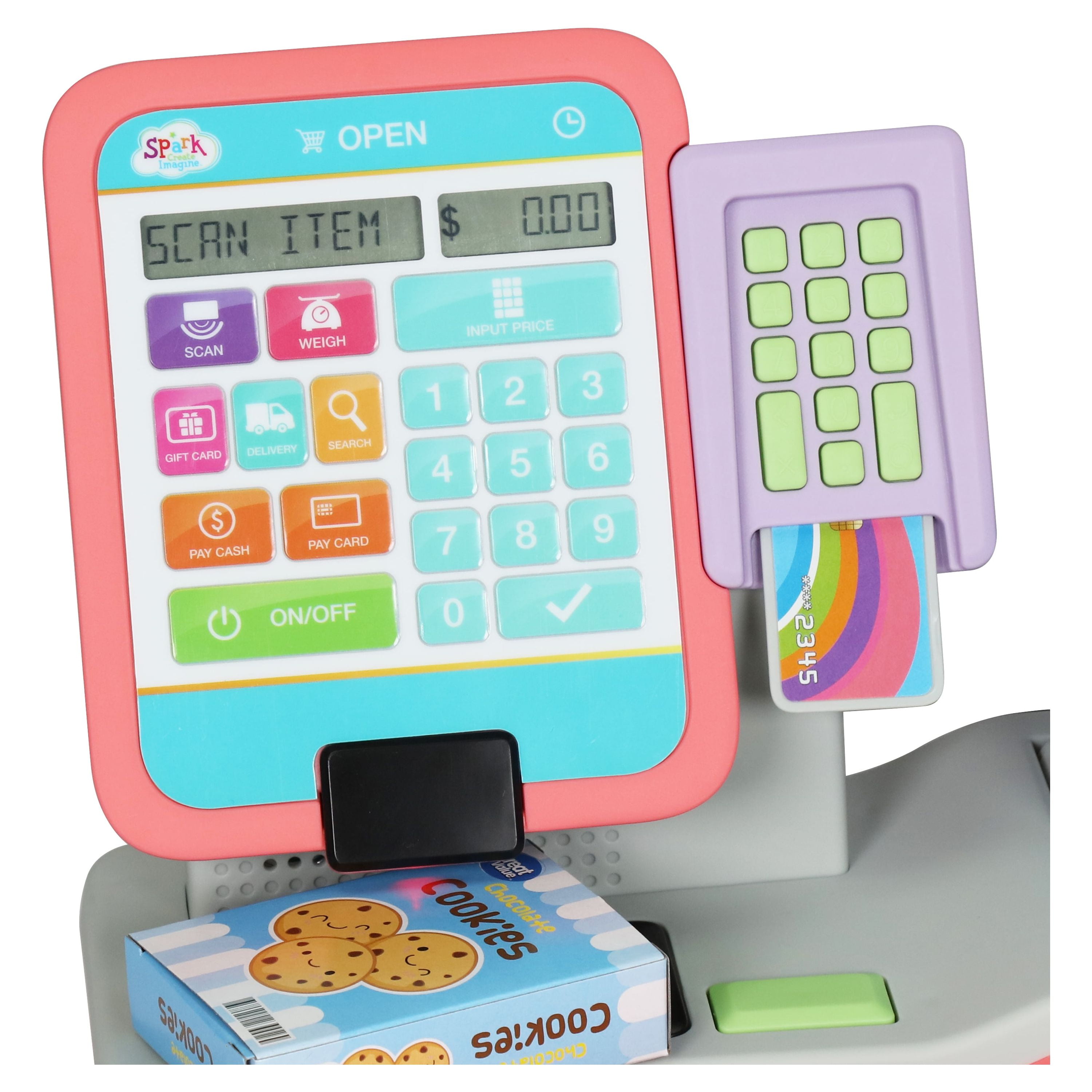 Spark Create Imagine Check Out Station Play Cash Register with Play Money, 21 Pieces