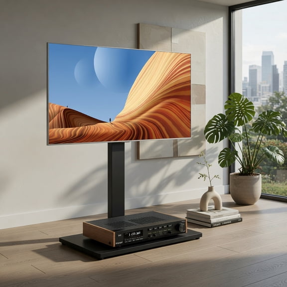 GVN TV Stand, Entertainment Center,Height Adjustable Floor TV Stand with AV Shelf for 32-70 Inch TVs