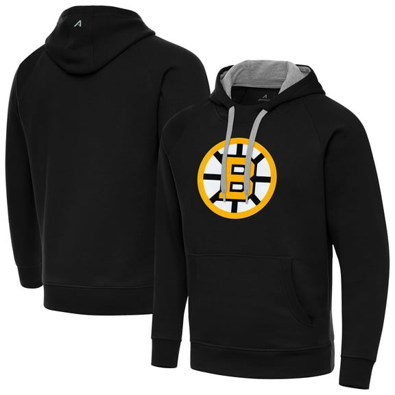 Men's Antigua Black Boston Bruins Victory Pullover Hoodie