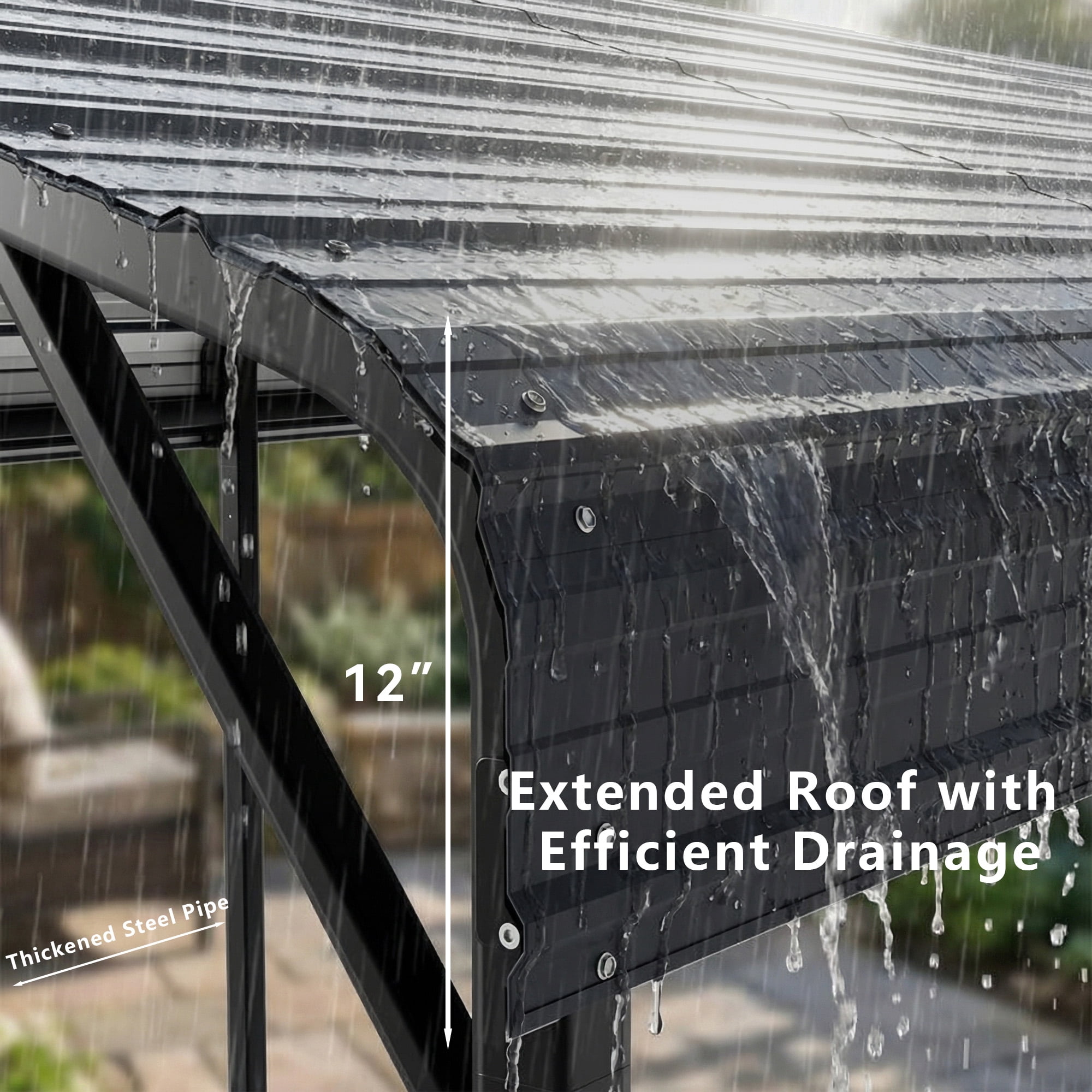 ALAULM 10x15FT Metal Carport w/Galvanized Steel Roof， Heavy Duty Car Port with Reinforced Support Rods & Windproof Anchors, All-Weather Outdoor Garage for Car, Truck, RV, Boat, Tractor